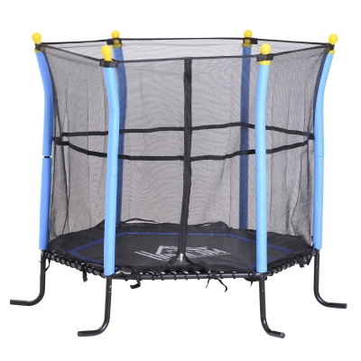 Homcom Trambulina cu Plasa de siguranta, Negru si Albastru, Φ 155 x 122.5 cm