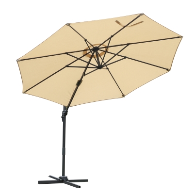 Outsunny Ombrellone Decentrato da Giardino Angolazione Regolabile Girevole a 360°, Beige Φ2.95x2.5m