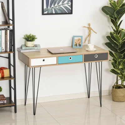 Birou design nordic, 3 sertare, 110x50x77,5cm Multicolor