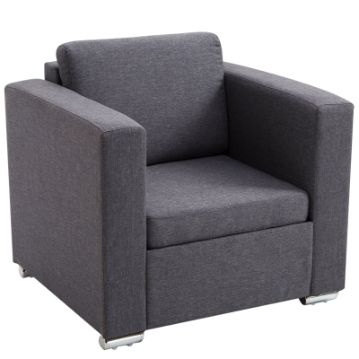 Homcom Fotoliu Modern cu Invelis in Tesatura Gri Inchis, 81x73x78cm