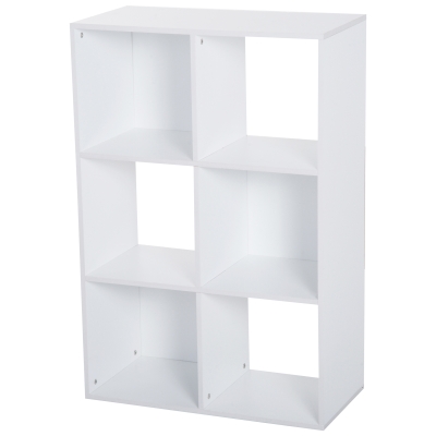 Homcom Biblioteca cu 6 Compartimente Cub Alba 91.5x29.5x61.5cm