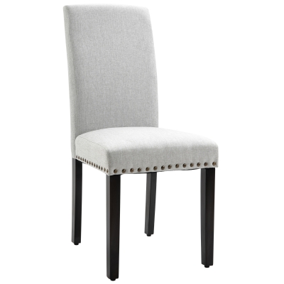 HOMCOM Scaun de Masa fara cotiera captusit cu nailhead picioare antiderapante gri