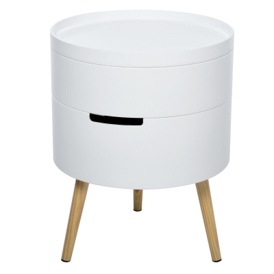 HOMCOM Masuta de Cafea rotunda 2 organizer centrali deschidere rotata din lemn