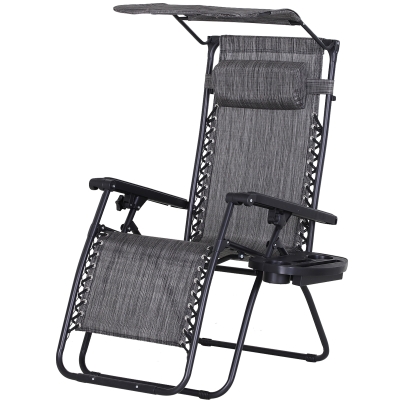 Outsunny Sezlong de Gradina Giardino Zero Gravity cu Baldachin si Suport pentru Pahare