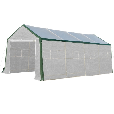Outsunny sera de gradina cu 8 ferestre 600x300x240 cm, alba