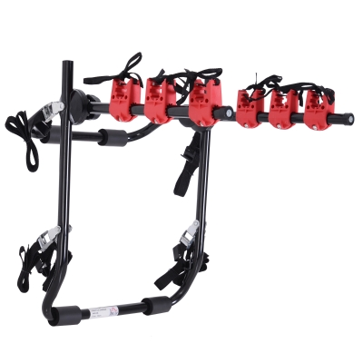 Homcom Suport Biciclete Posterior Pliabil pentru Masina Pentru 3 Biciclete 40 kg in Otel si Alumini Negru 68x52x60cm