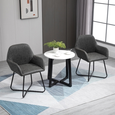 Set 2 scaune moderne pentru sufragerie din imitatie piele | Aosom RO