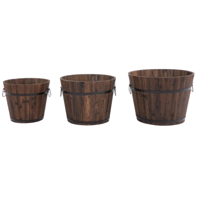 Outsunny, set 3 ghivece pentru plante, lemn