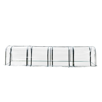Outsunny Sera Tunel in PVC CU 4 Usi de Infasurat in Otel si PVC Transparent, 400x100x80cm