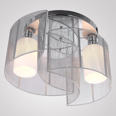 HOMCOM Candelabru incastrat cu 2 Abajururi tip Semiluna din Metal Argintiu