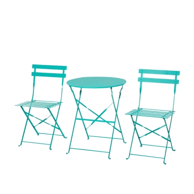 Outsunny Set 3 Piese Masuta cu Scaune de Gradina Pliabile din Metal, Verde