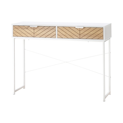 Consola Moderna HOMCOM pentru Hol si Sufragerie cu 2 Sertare Metalice 100x 30x75cm - Alb