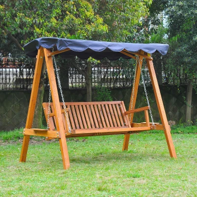 leagan de gradina cu 3 locuri, lemn, 200x130x185 cm