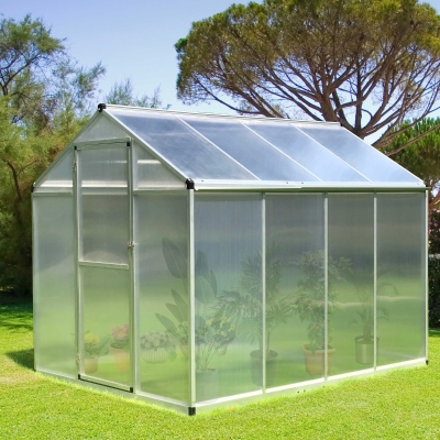 Outsunny Sera de Gradina pentru Plante cu Trapa si Usi Basculante, Transparenta, 242 x 190 x195 cm