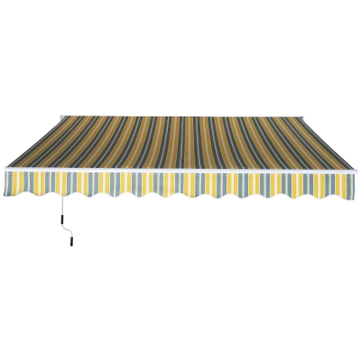 Outsunny copertina rulanta, derulare manuala, 3,5m, gri/galben