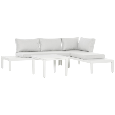 Outsunny 3-teiliges Gartenmöbel-Set mit Beistelltisch Cremeweiß