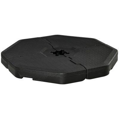 Outsunny Base para Chapéu de Sol de 4 Peças Recarregável com Água 104kg Areia 125kg ou Ambos 140kg 2 Peças para Base Cruzada de Chapéu de Sol para Jardim Exterior 109x109x10cm Preto