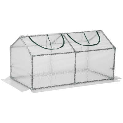Outsunny Estufa 120x60x60cm Estufa de Jardim com 2 Janelas Enroláveis para Cultivo de Plantas Verduras Flores Branco Translúcido