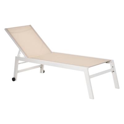 Outsunny ligbed verstelbaar aluminium crème wit 169 x 65 x 102 cm