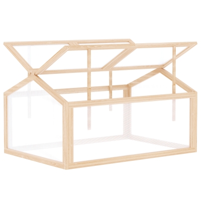 Mini serre de jardin 2 toits ouvrables polycarbonate sapin pré-huilé
