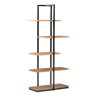 HOMCOM Estantería Industrial de 5 Niveles Estantería Librería de Almacenamiento Metálica con Diseño Irregular para Salón Oficina Dormitorio 80x39x179,5 cm Negro y Natural