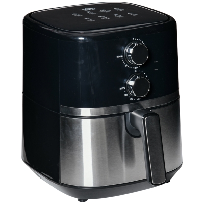 HOMCOM Fritadeira sem Óleo 4,5L Fritadeira de Ar Quente 1500W com 8 Programas Temporizador Temperatura Ajustável Desligamento Automático e Cesta Antiaderente 35,5x28x33,8cm Preto