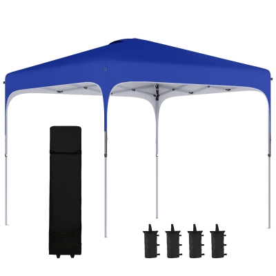 Outsunny Pop Up Gazebo Foldable Canopy Tent with Wheeled Carry Bag & 4 Leg Weight Bags