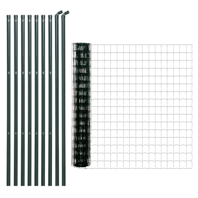 Outsunny Grillage rouleau soudé 10L x 2H m poteaux inclus acier PVC vert