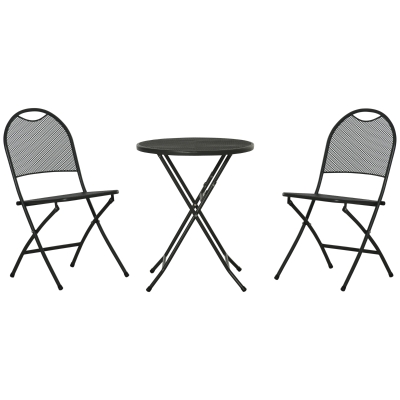 Outsunny 3 Piece Garden Bistro Set w/ Foldable Design Outdoor Coffee Table Metal Frame