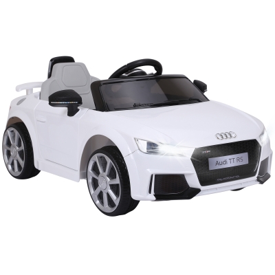 HOMCOM Audi TT Eléctrico Infantil Coche Juguete Niño 3 Años+ con Mando a Distancia con Música y Luces Batería 6V Doble Puerta Carga 30kg Color Blanco