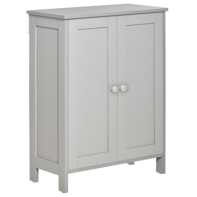 HOMCOM Armario de Salón con 2 Puertas y Estantes Interiores Ajustables Mueble Auxiliar de Almacenaje Multiusos para Baño Cocina Comedor 60x30x80 cm Gris