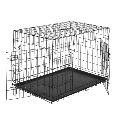 PawHut Transportin Jaula para Perros-Negro ABS Acero 122x77x82cm