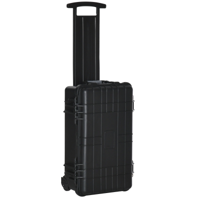 Outsunny Wertsachenkoffer mit Rollen und 2 Griffen, wasserdicht, mit Luftventil, 56 cm x 42 cm x 21 cm, Schwarz