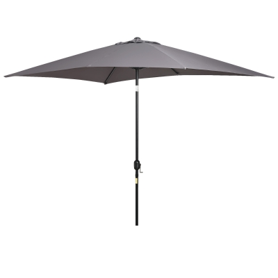 Outsunny Chapéu de Sol de Alumínio 195x295x240cm Chapéu de Sol Retangular de Jardim Inclinável com Manivela e Mastro Desmontável para Terraço Piscina Pátio Exterior Cinza