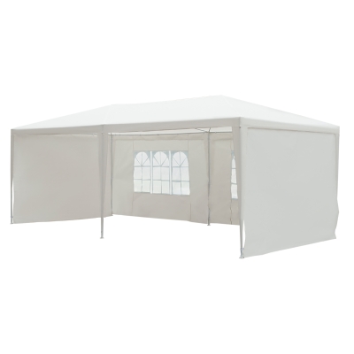 Outsunny Carpa de Jardín 5,83x2,95x2,55 m con 4 Paredes Laterales y 2 Ventanas Cenador Gazebo de Exterior Marco de Acero para Fiestas Eventos Bodas Blanco
