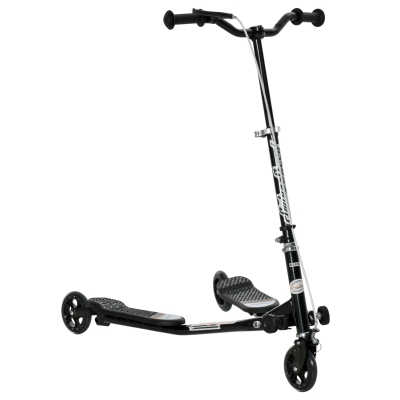 HOMCOM Patinete Scooter de 3 Ruedas Plegable Scooter de Oscilación de Reductor para Niños +4 Años con Freno Manillar Ajustable Carga 60kg Negro