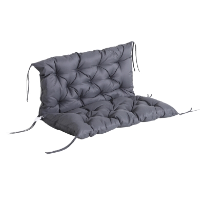 Outsunny Cojín para Banco con Respaldo 100x98x8 cm Colchón de Banco de 2 Plazas con 6 Cordones de Fijación para Jardín Terraza Balcón Exterior Gris
