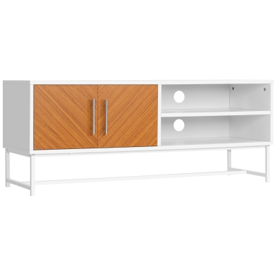 HOMCOM TV Stand with Open Shelves and Storage Cupboard with Door, Entertainment Center with Cable Holes for TVs up to 50 inches, for Living Room Bedroom