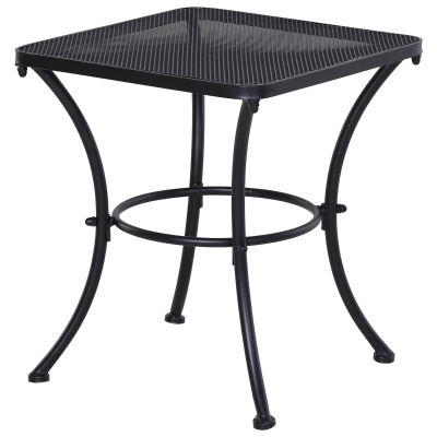 Outsunny Mesa de Jardim Quadrada Mesa Auxiliar Exterior com Estrutura de Metal para Pátio Terraço Varanda Carga 30kg 45x45x50cm Preto