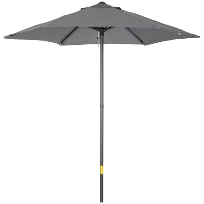 Outsunny 1.96m Parasol Patio Umbrella, Outdoor Sun Shade with 6 Sturdy Ribs for Balcony, Bench, Garden, Dark Grey