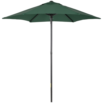Outsunny 1.96m Parasol Patio Umbrella, Outdoor Sun Shade with 6 Sturdy Ribs for Balcony, Bench, Garden, Green