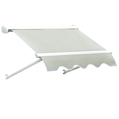 Outsunny Alu Markise Balkonmarkise Klemmmarkise Fallarmmarkise Fenster Sonnenschutz Beige 120 x 70 cm