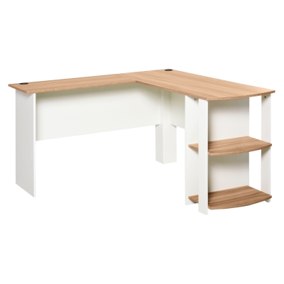 HOMCOM Eckschreibtisch Schreibtisch Computertisch Winkel Staufach Büro Walnuss 136 x 130 x 72 cm