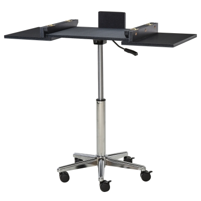 HOMCOM Laptoptisch Laptop Ständer Notebooktisch mit Rollen höhenverstellbar klappbar Computer Tablet Stahl + MDF Schwarz 90,5 x 36 x 65-90 cm