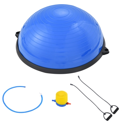 HOMCOM Yoga Balance Ball mit Pumpe Ø58 cm Gymnastikball halbe Kuppel Fitness Kraftübung Home Fitnessstudio Kunststoff Blau
