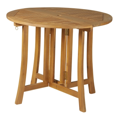 Outsunny® Klapptisch Beistelltisch Gartentisch Holztisch klappbar mit Schirmloch Akazie Natur Ø90 x 78 cm