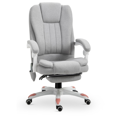 Vinsetto Massage Sessel, Bürostuhl, Gaming Stuhl, Polyester, Schaumstoff, Nylon, Grau, 66 x 63 x 107-115 cm