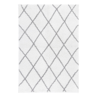 Homcom Teppich skandinavisches Muster Weiß-Silber 230 x 160 x 3,5 cm