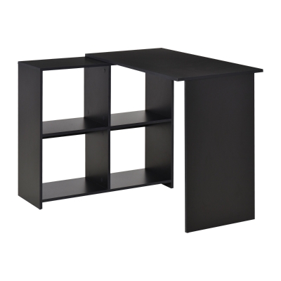 HOMCOM Eckschreibtisch Schreibtisch L-förmiger Schreibtisch Computertisch PC Laptop-Spieltisch Winkel Staufach Büro Schwarz 100 x 90 x 75 cm