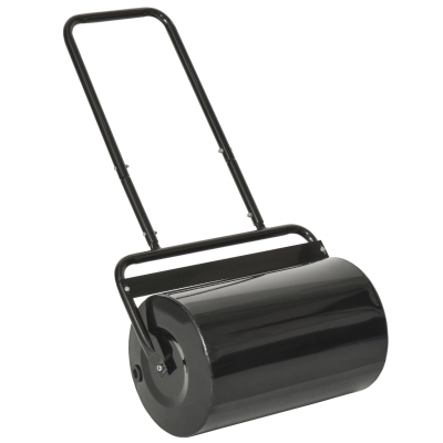 Outsunny Rasenwalze mit U-Griff, Gartenwalze, Gartenrolle, 32 cm Durchmesser, 38 L Wasser-/62 kg Sand, Metall, Schwarz, 57 x 32,5 x 107 cm